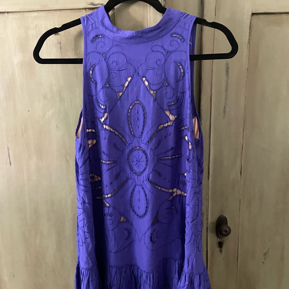 Purple Free People Lace Textured Dress